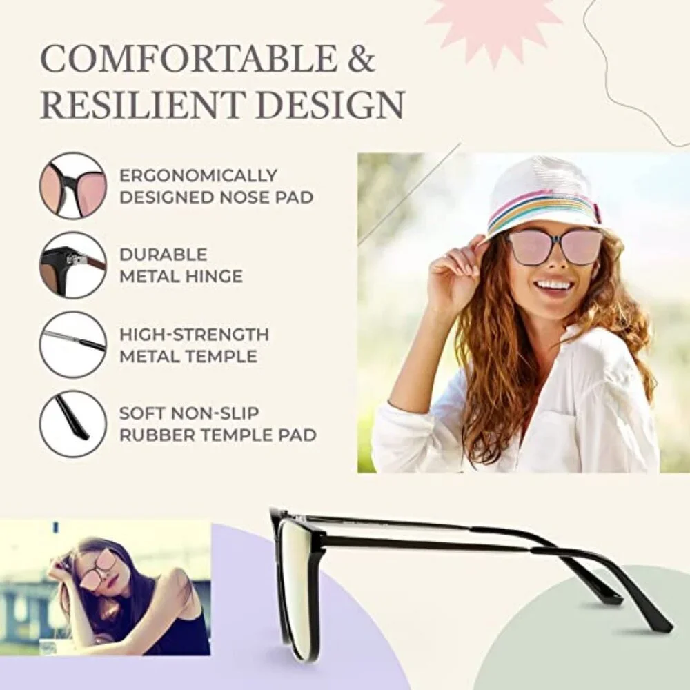 DUCO W016 Vintage-Retro STYLE Round Sunglasses Pink Green Mirror w Case Trendy